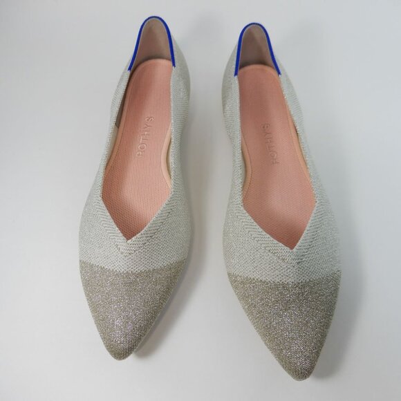 Rothy's The Pointed Toe Ballet Flat Slip On Sz 11.5 Diamond Metallic Shimmer NEW - Picture 4 of 15
